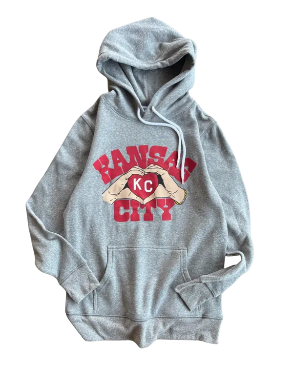 CHARLIE HUSTLE | KC HEART HANDS HOODIE - GREY