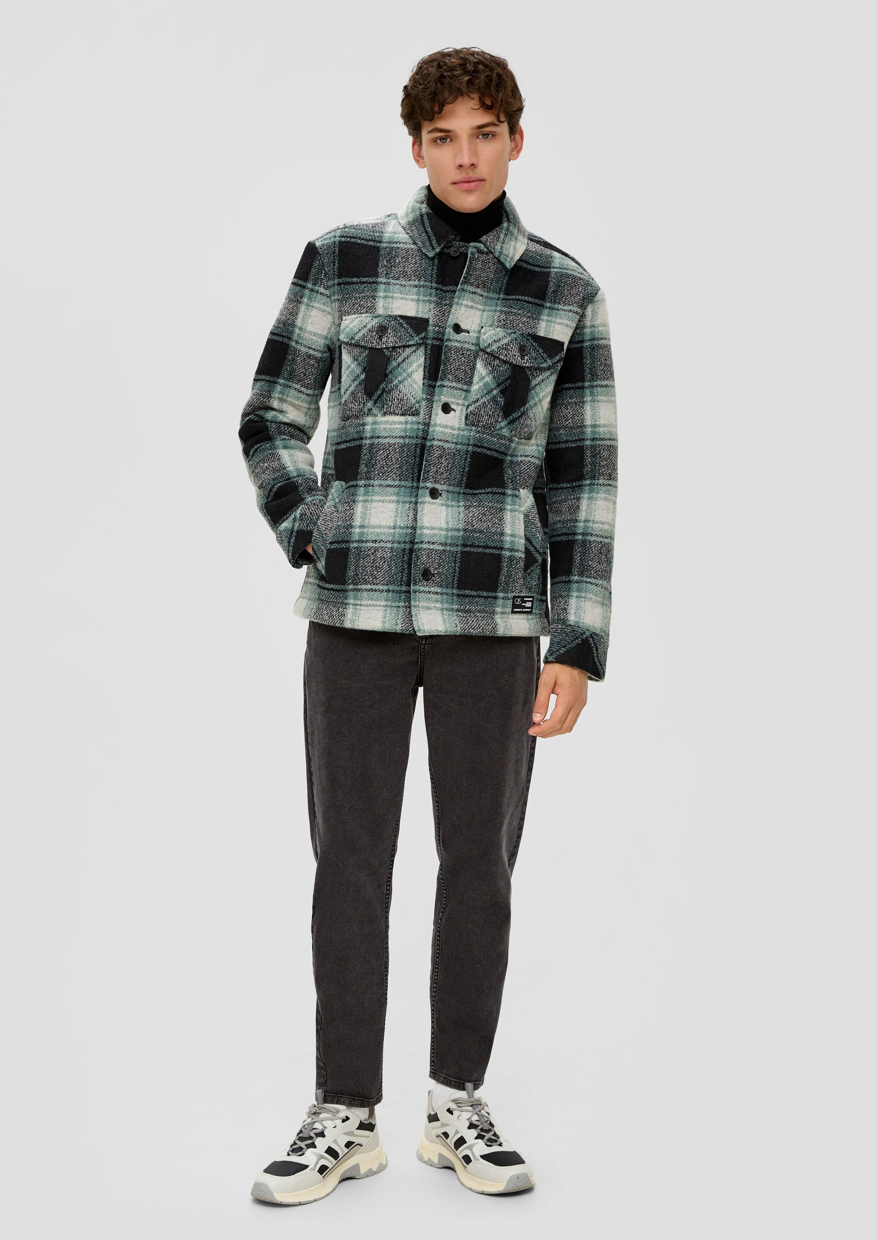 Check shirt jacket in a wool blend