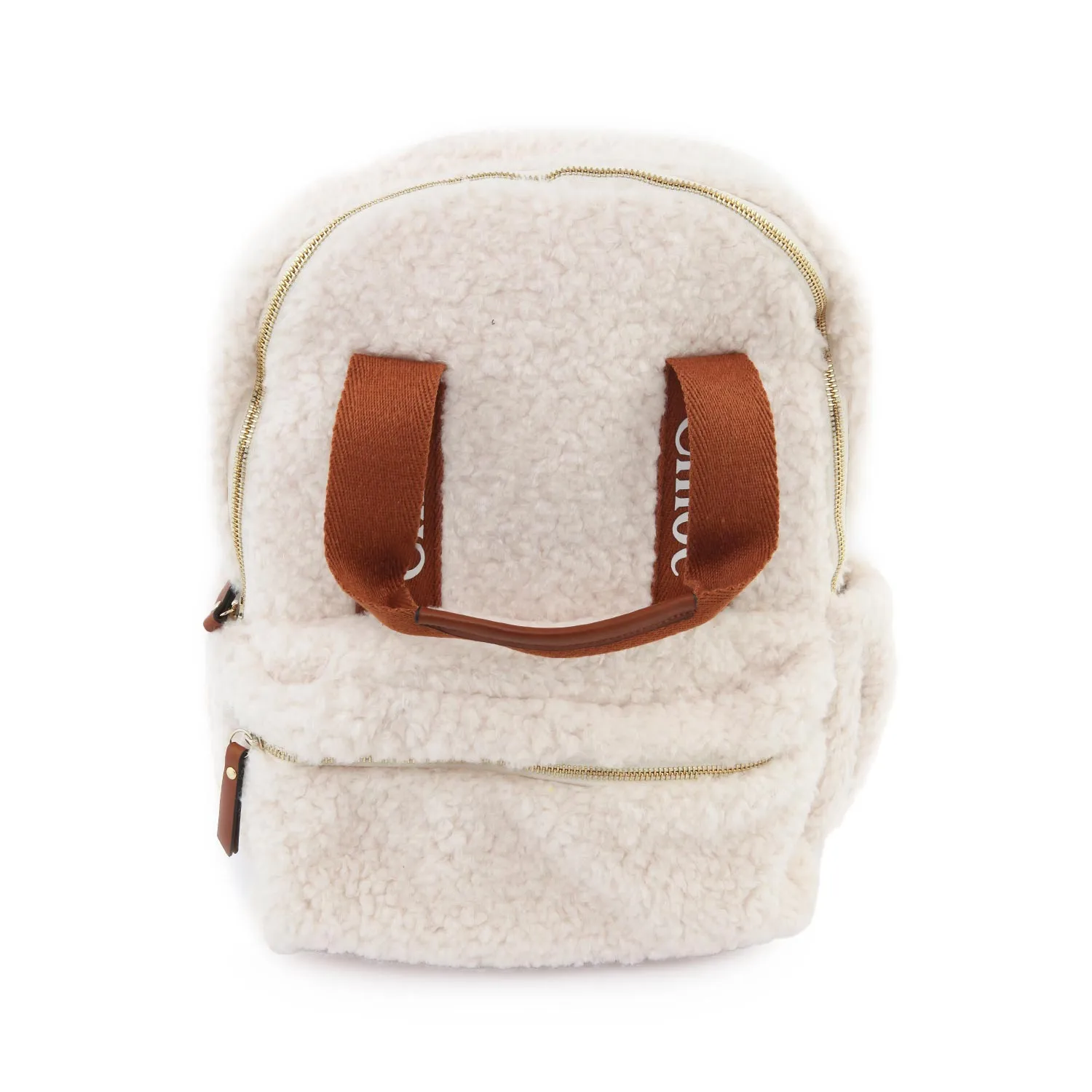 Chloe Cream And Caramel Brown Chloe Ecoshearling Backpack