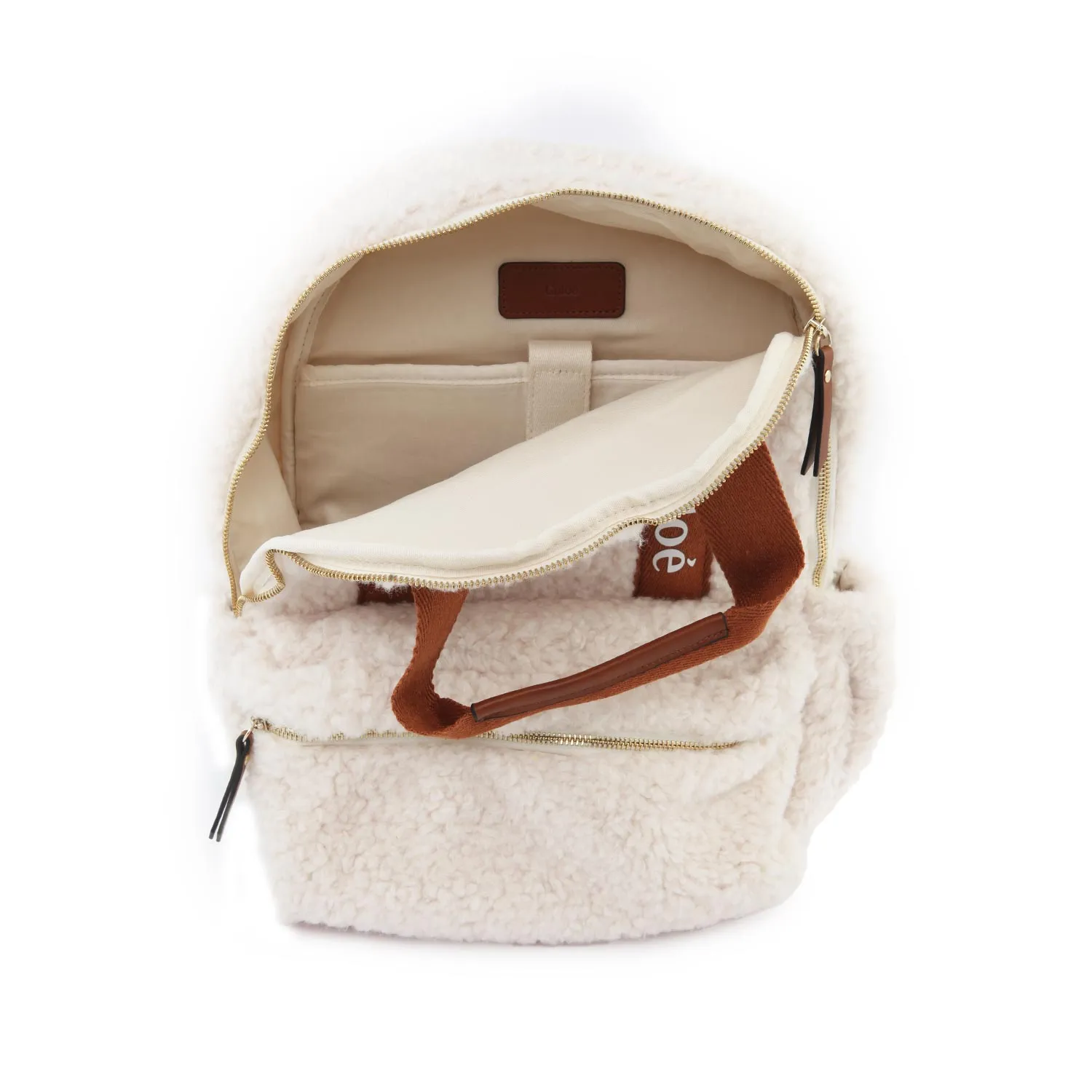 Chloe Cream And Caramel Brown Chloe Ecoshearling Backpack