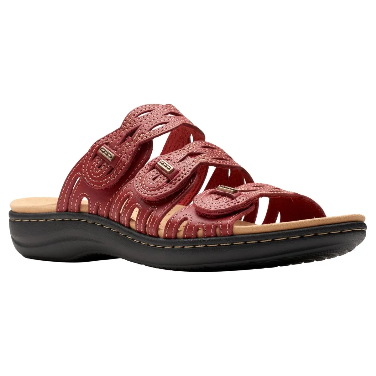      Clarks Collection Laurieann Ruby Leather Slide Sandal     