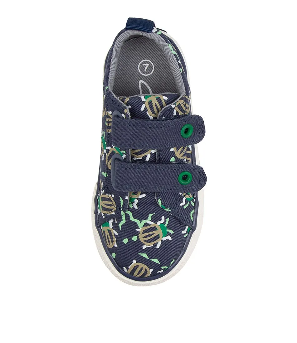 CLARKS Luke Navy Bugs Canvas Sneakers