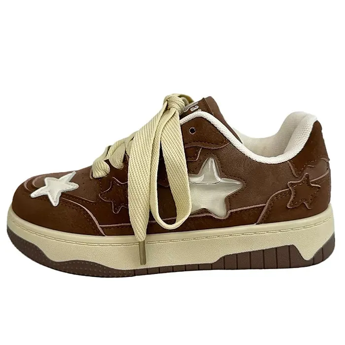 Coffee Cream Brown Star Sneakers