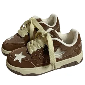 Coffee Cream Brown Star Sneakers