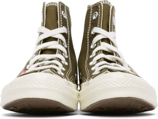 Comme des Garçons Play Khaki Converse Edition Multiple Hearts Chuck 70 High Sneakers