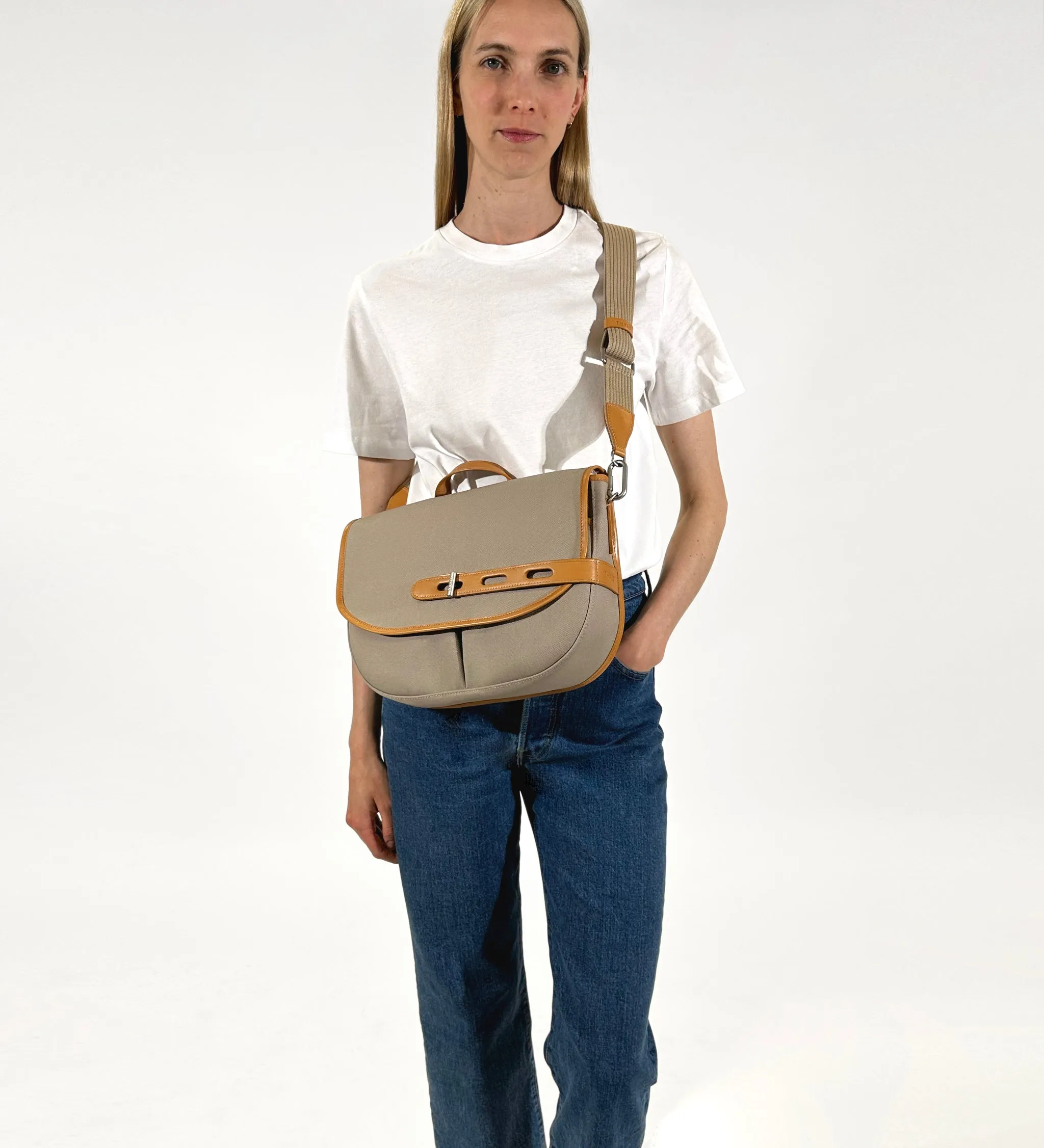 Crossbody Bag Double Twi Double Twill M Beige-Argile