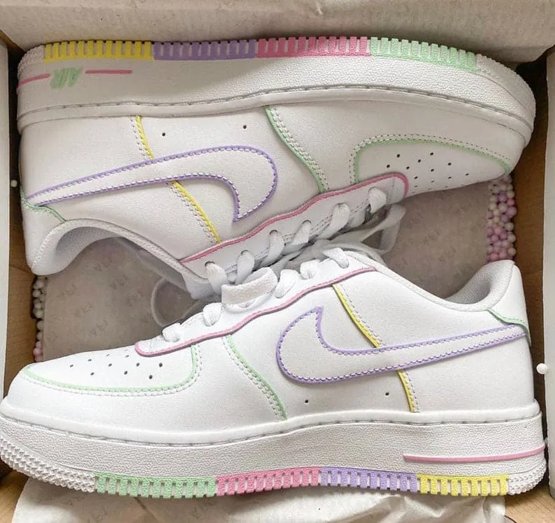 Custom Nike Air Force 1 Colorful Swoosh