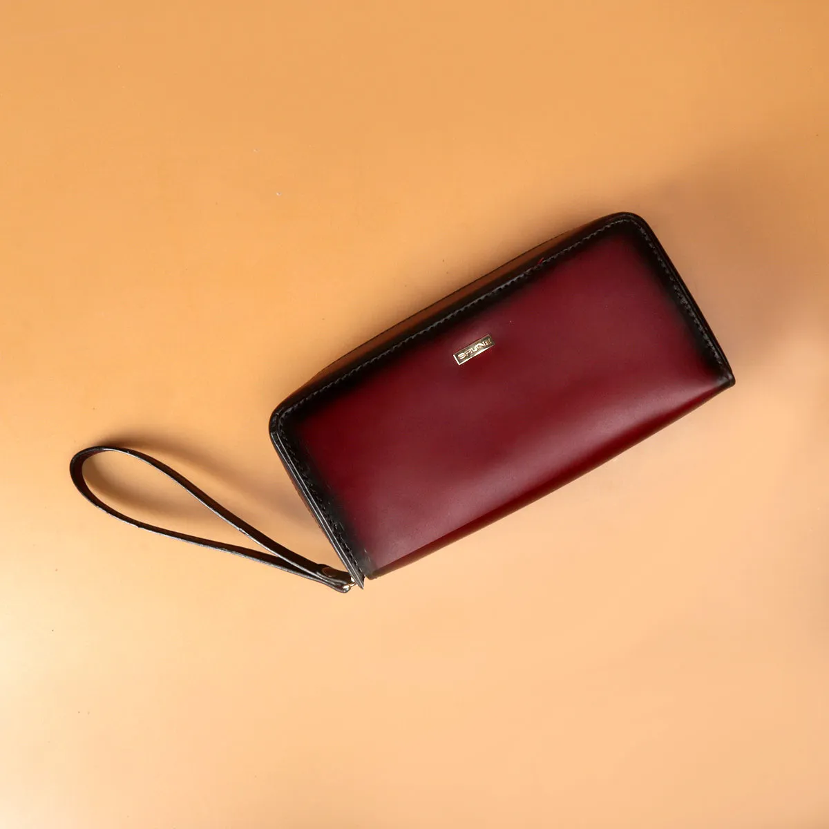 Customized Clutch/Wallet Key Hook in Wine Leather