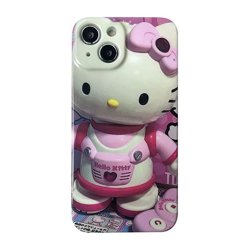 Cute Pink Trendy 3D Hello Kitty Astronaut Design Soft Rubber Protective Shockproof Phone Case for iPhone X XR XS 11 12 13 14 15 