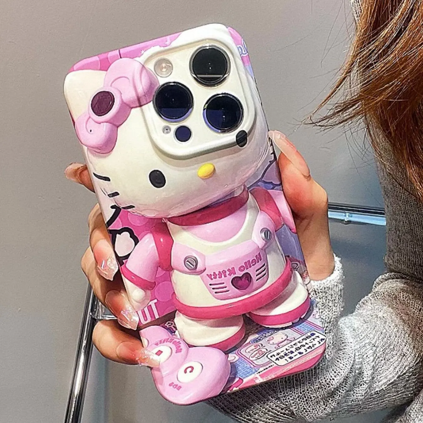 Cute Pink Trendy 3D Hello Kitty Astronaut Design Soft Rubber Protective Shockproof Phone Case for iPhone X XR XS 11 12 13 14 15 