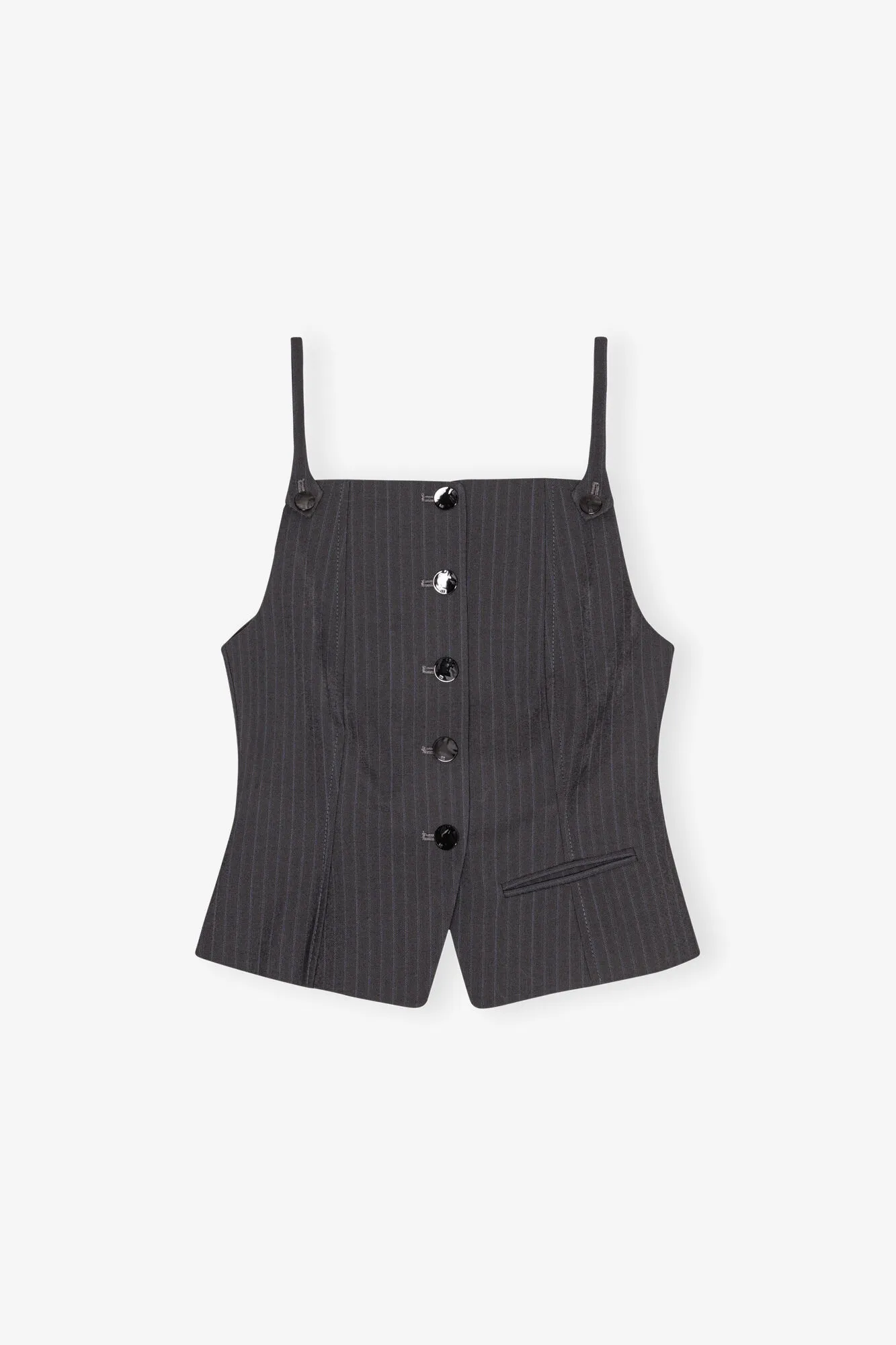 Dark Grey Stripe Suiting Vest Top