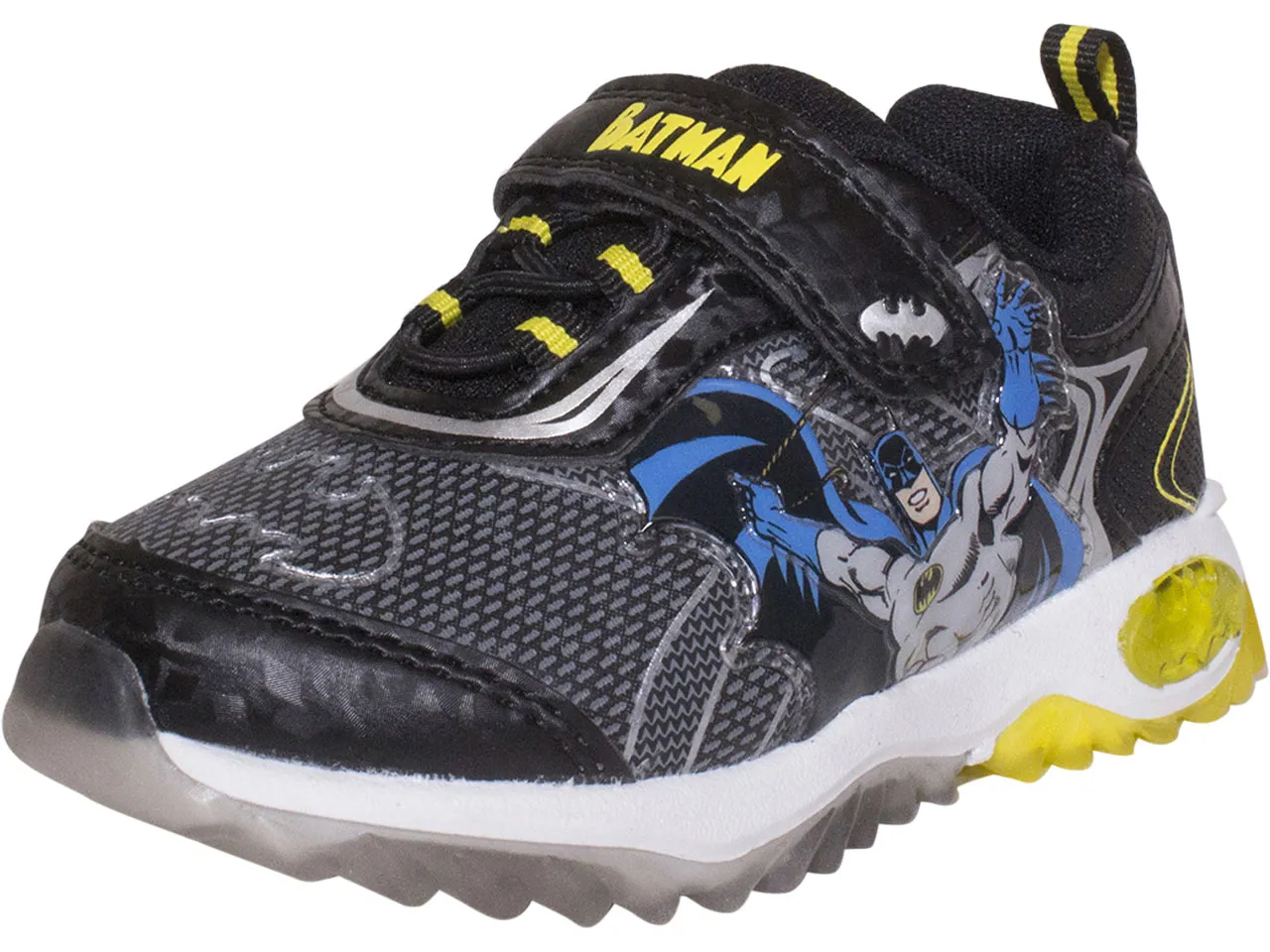 DC Comics Batman Little Boy's Sneakers Light Up Black/Yellow Sz: 11