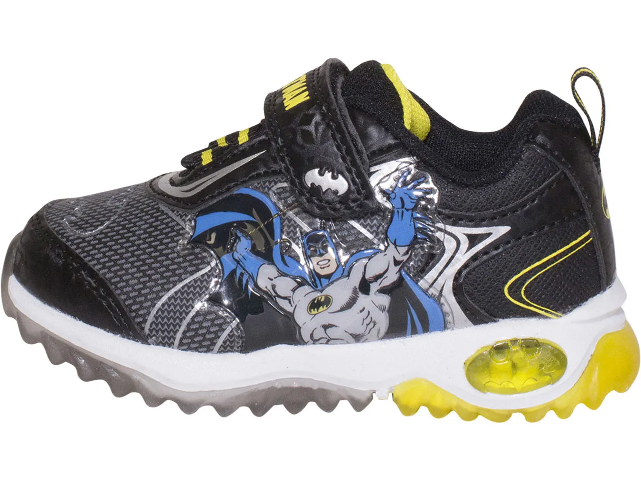 DC Comics Batman Little Boy's Sneakers Light Up Black/Yellow Sz: 11