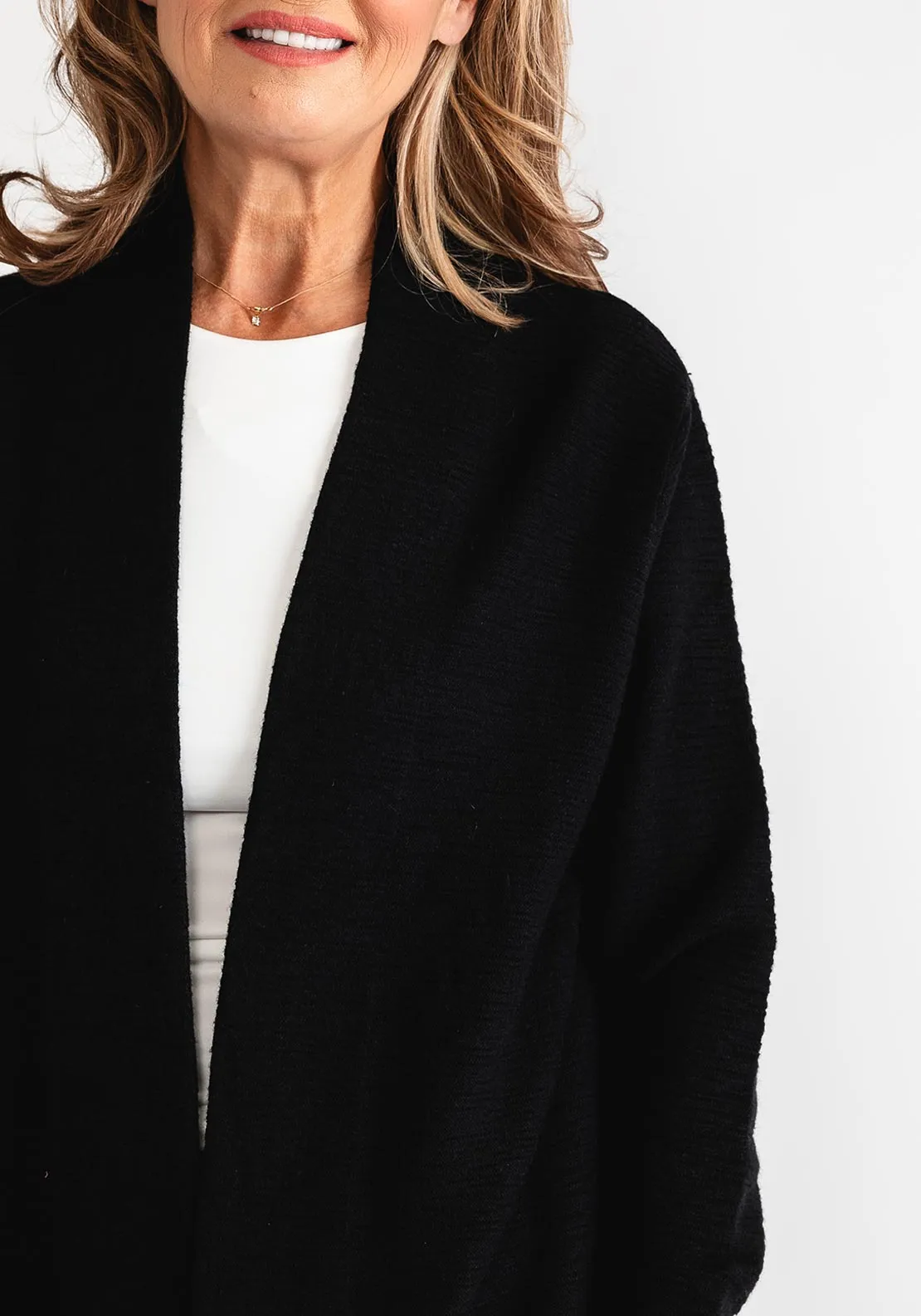 d.e.c.k by Decollage Open Front Cardigan, Black