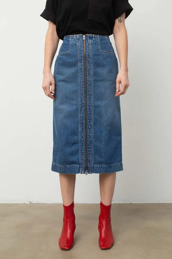 Denim Skirt with Zip