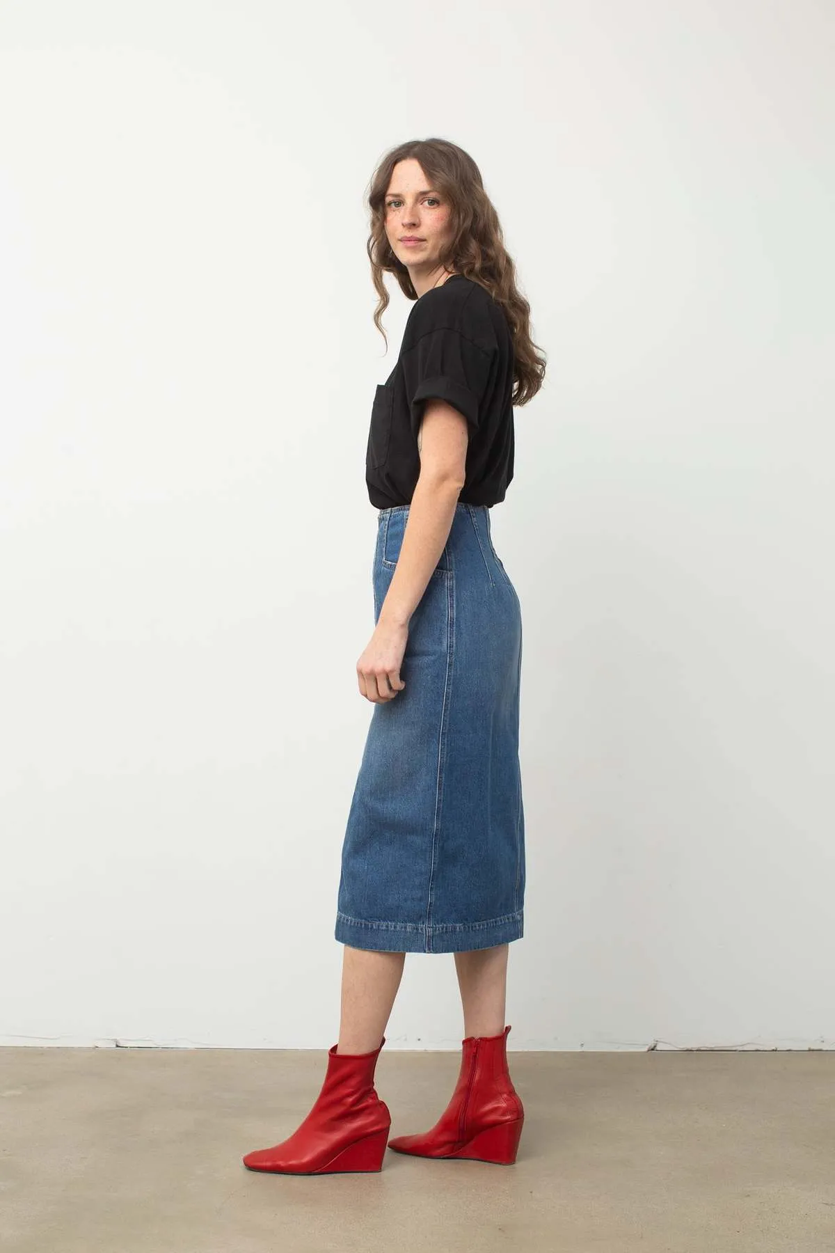 Denim Skirt with Zip