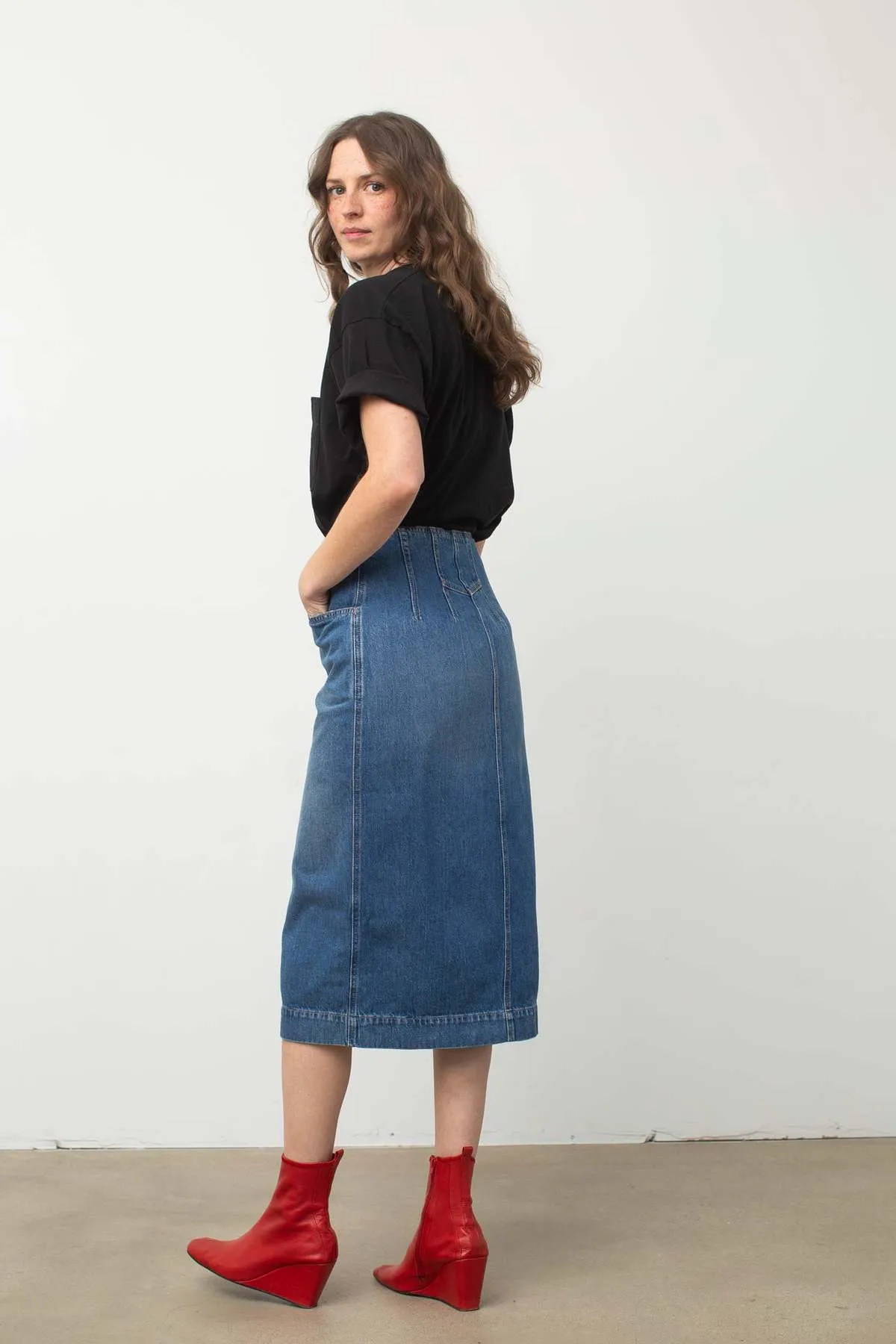 Denim Skirt with Zip