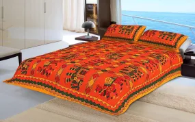 Designer Mart Kantha Work Embroidered Double Bed sheet with two pillow covers
