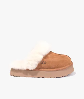 Disquette platform slipper in chestnut