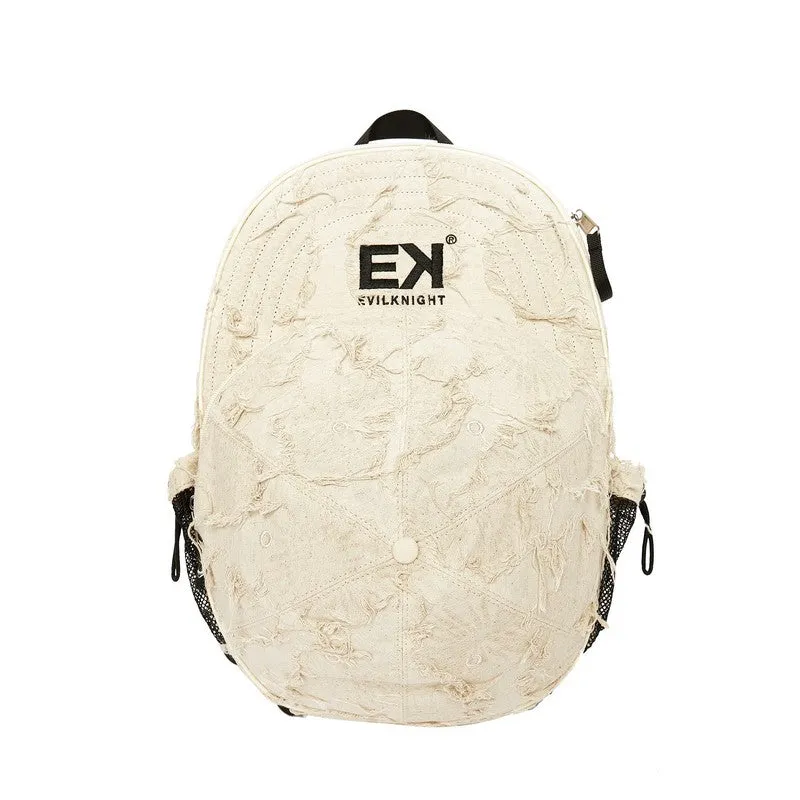 Distressed Baseball Cap Shape Backpack