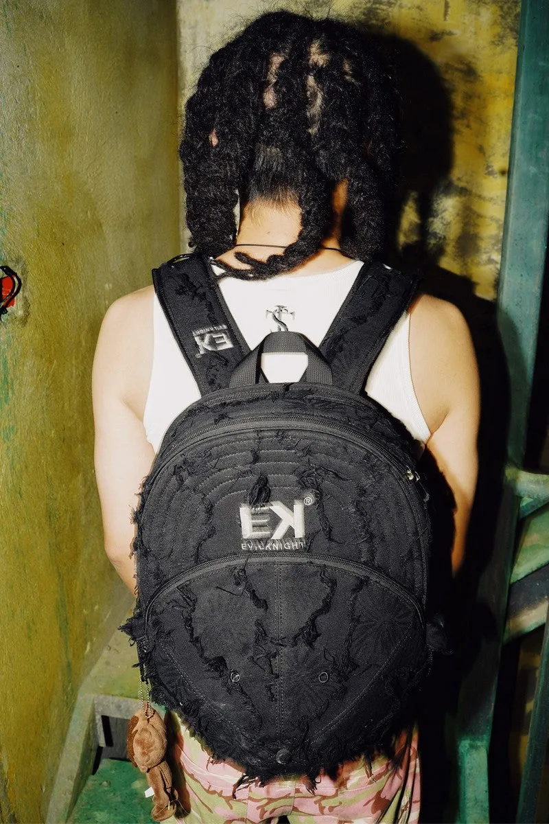 Distressed Baseball Cap Shape Backpack