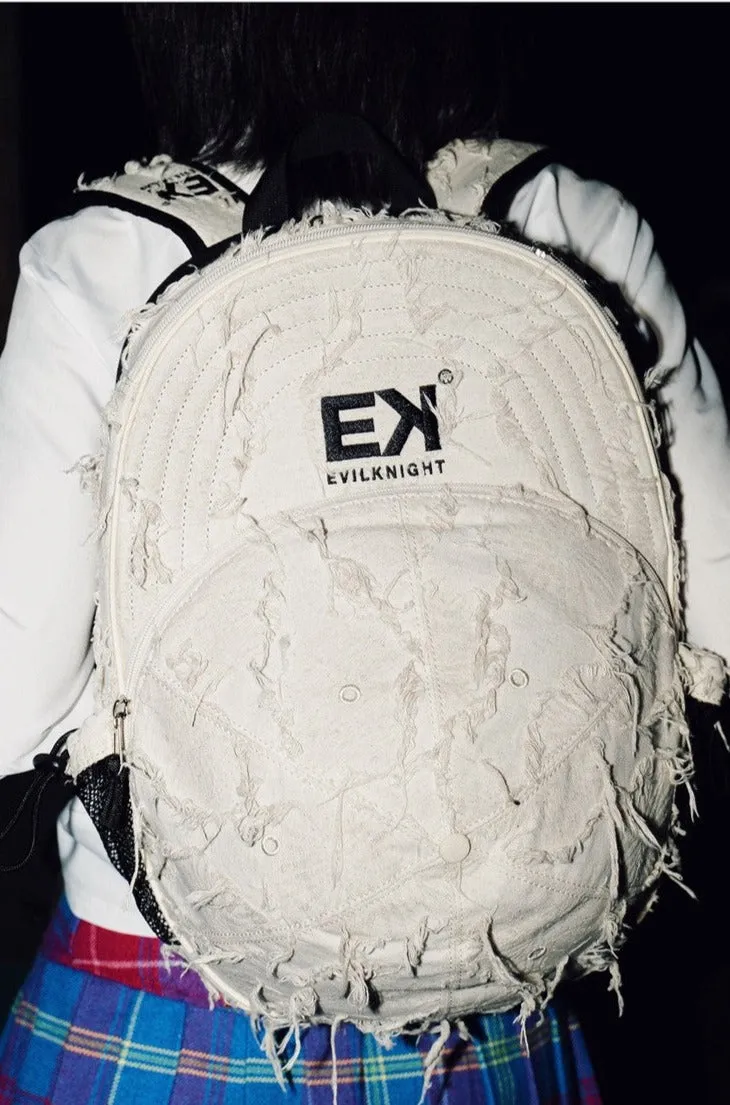 Distressed Baseball Cap Shape Backpack