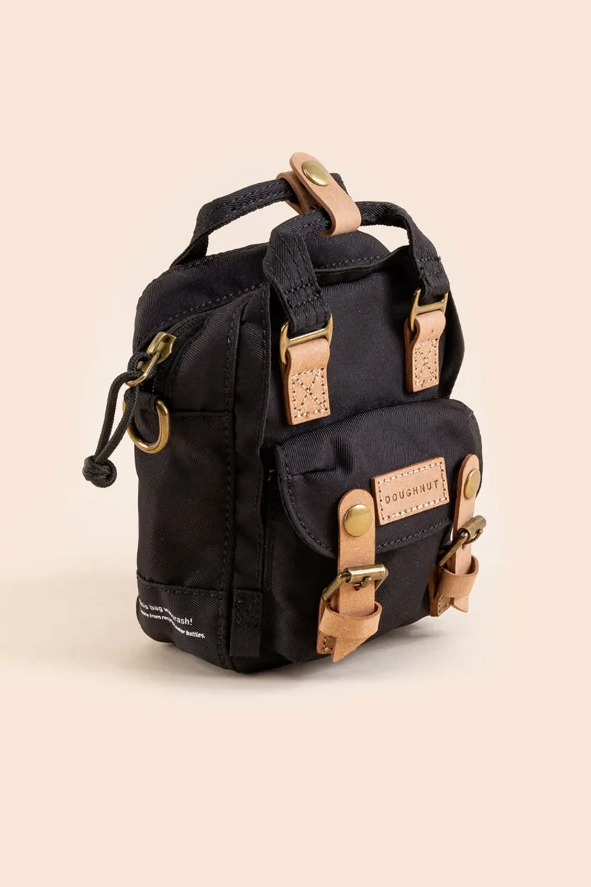 Doughnut Macaroon Tiny Reborn Series Crossbody Bag in Black