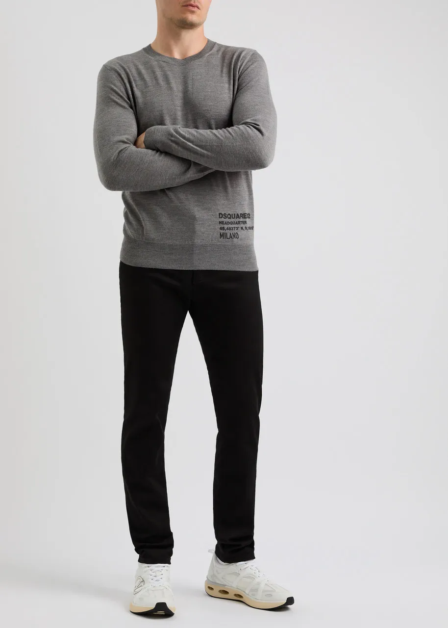 DSQUARED2 Logo-appliqué wool jumper  -                         -                     -                