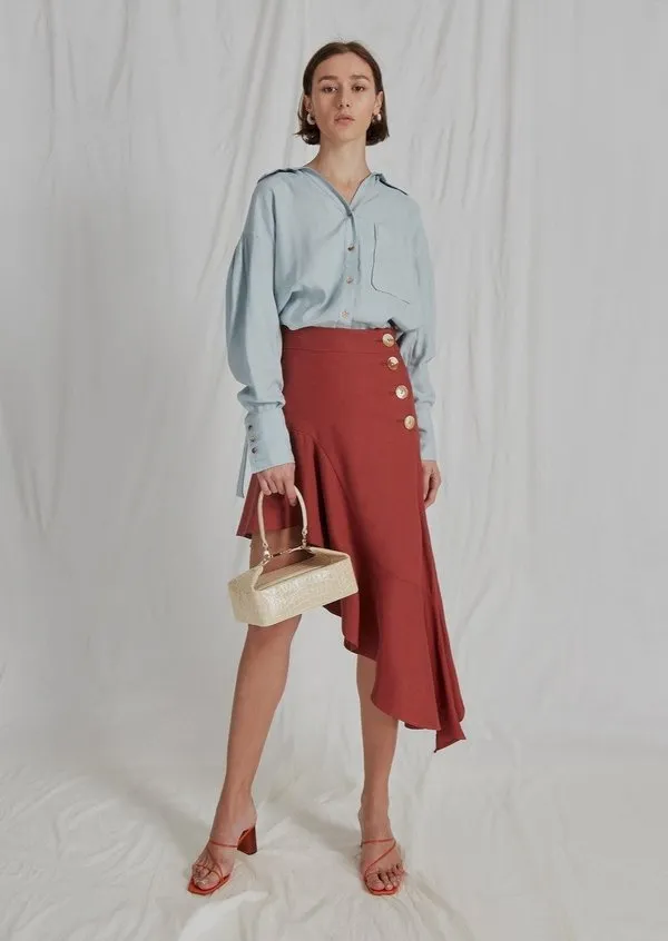 Ella Skirt - Linen Incarnadine