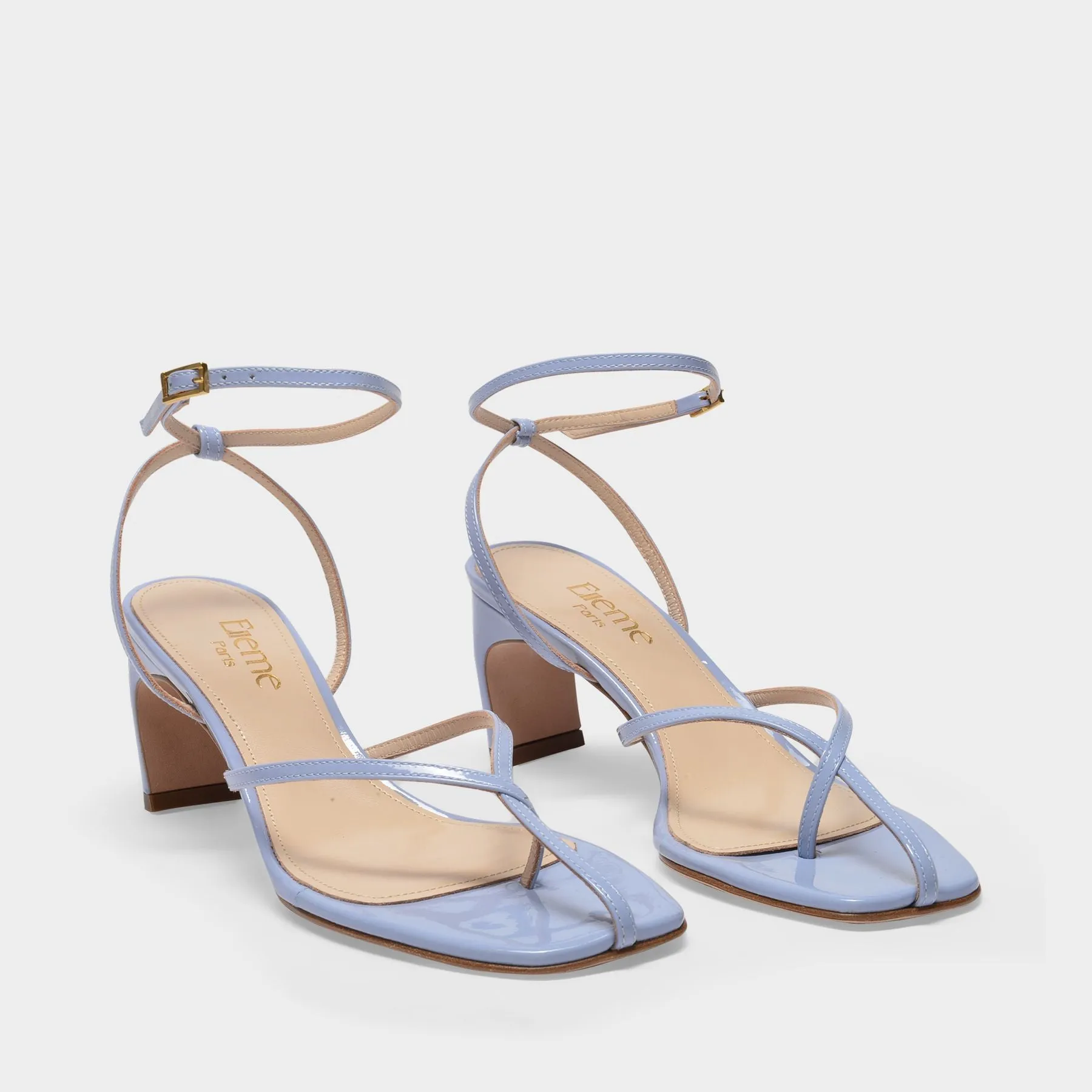 Elleme  Ficelle Ankle Strap Sandals in Iris Blue Patent