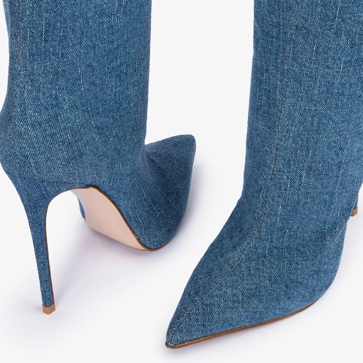 EVA THIGH-HIGH BOOT 120 mm Blue oversize denim over-the-knee boot