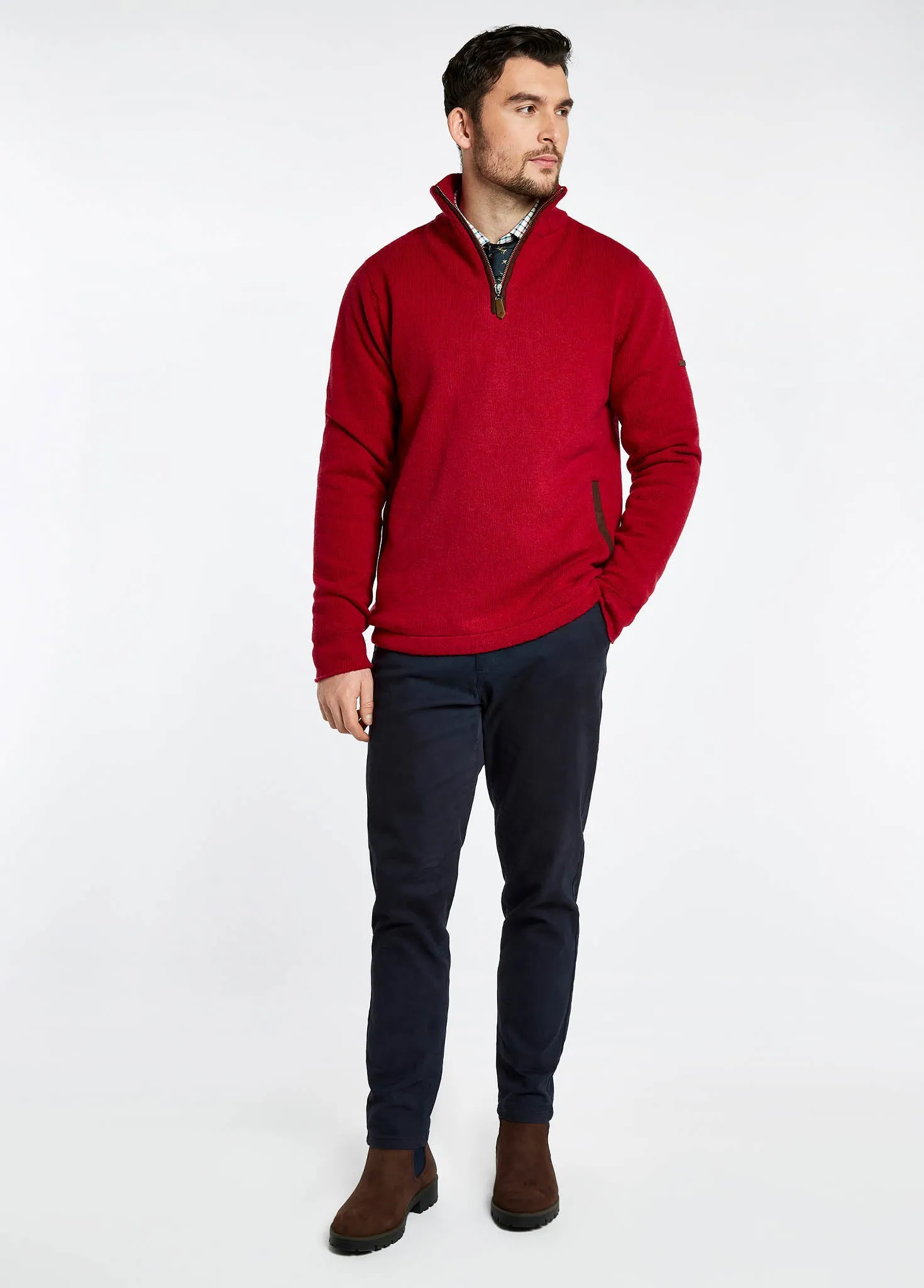 Feeney Zip Neck Sweater - Cardinal