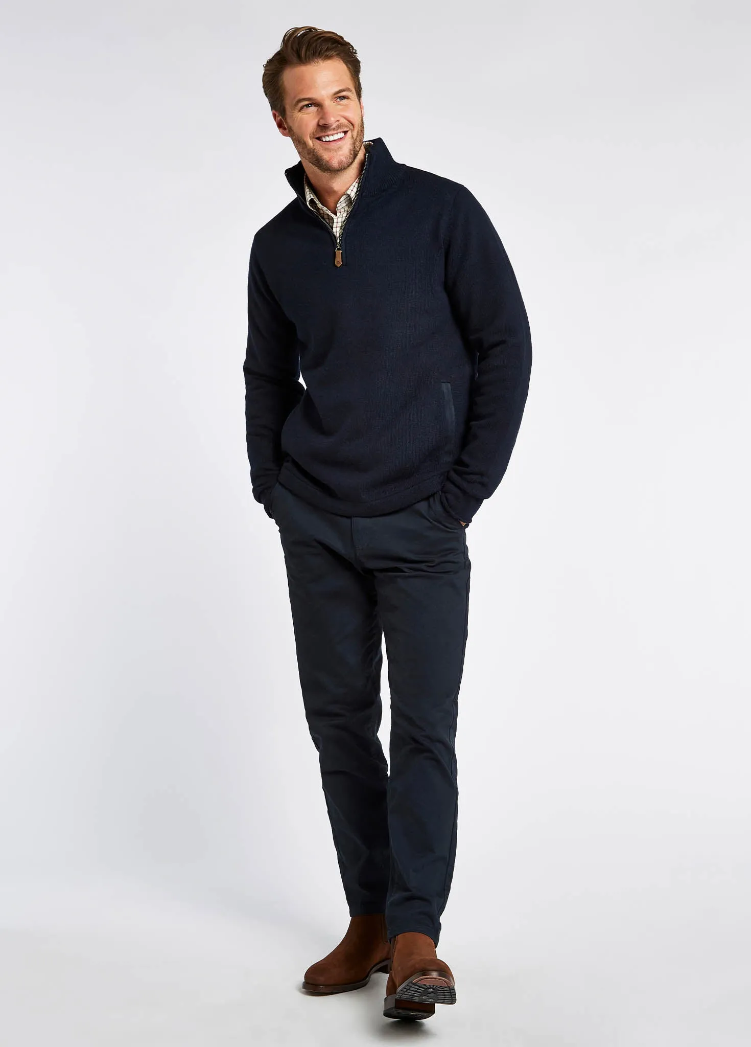 Feeney Zip Neck Sweater - Navy