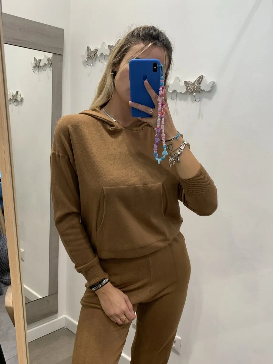 Felpa con cappuccio marrone
