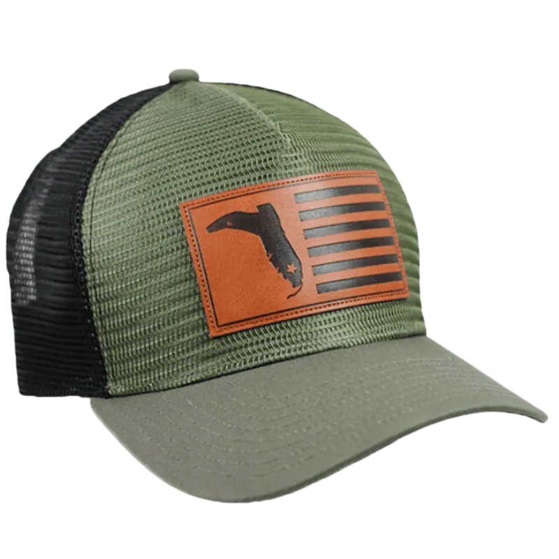 Florida Cracker Trading Co. Men's Loden/Black Mesh Boot Flag Trucker Ball Cap