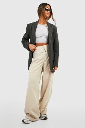 Fold Over Waist Straight Leg Cargo Pants