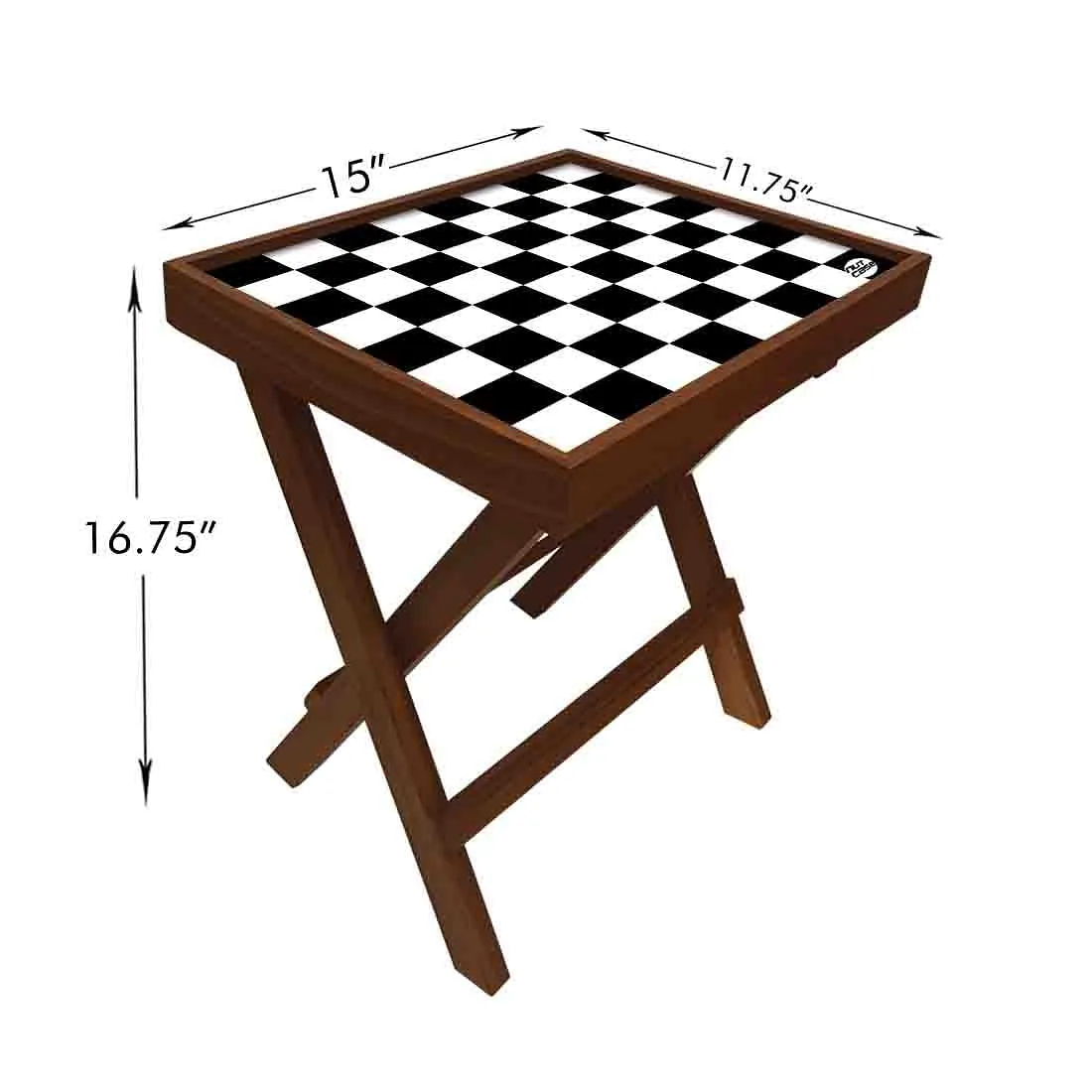 Folding Side Table - Teak Wood - Chess