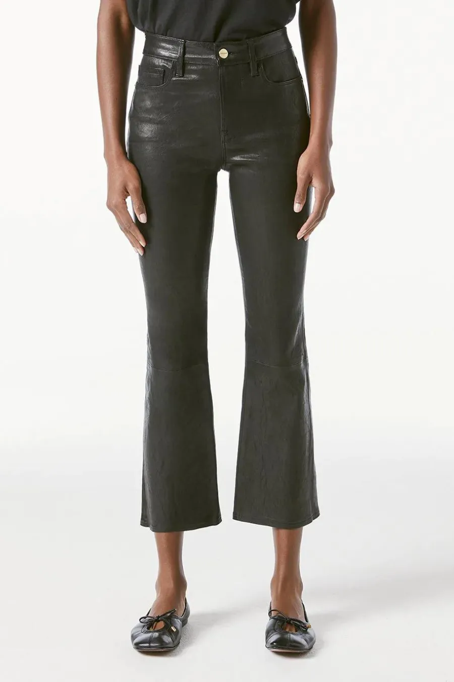 Frame Le Crop Mini Boot Leather Washed Black