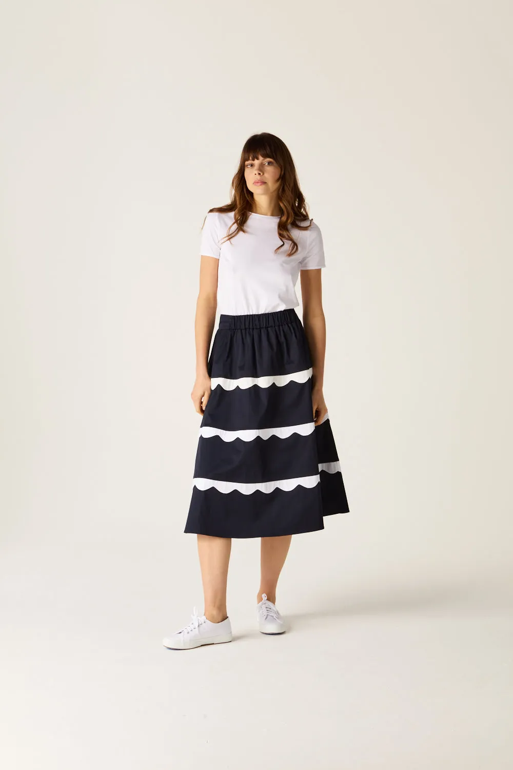 Francesca Scallop Skirt Navy