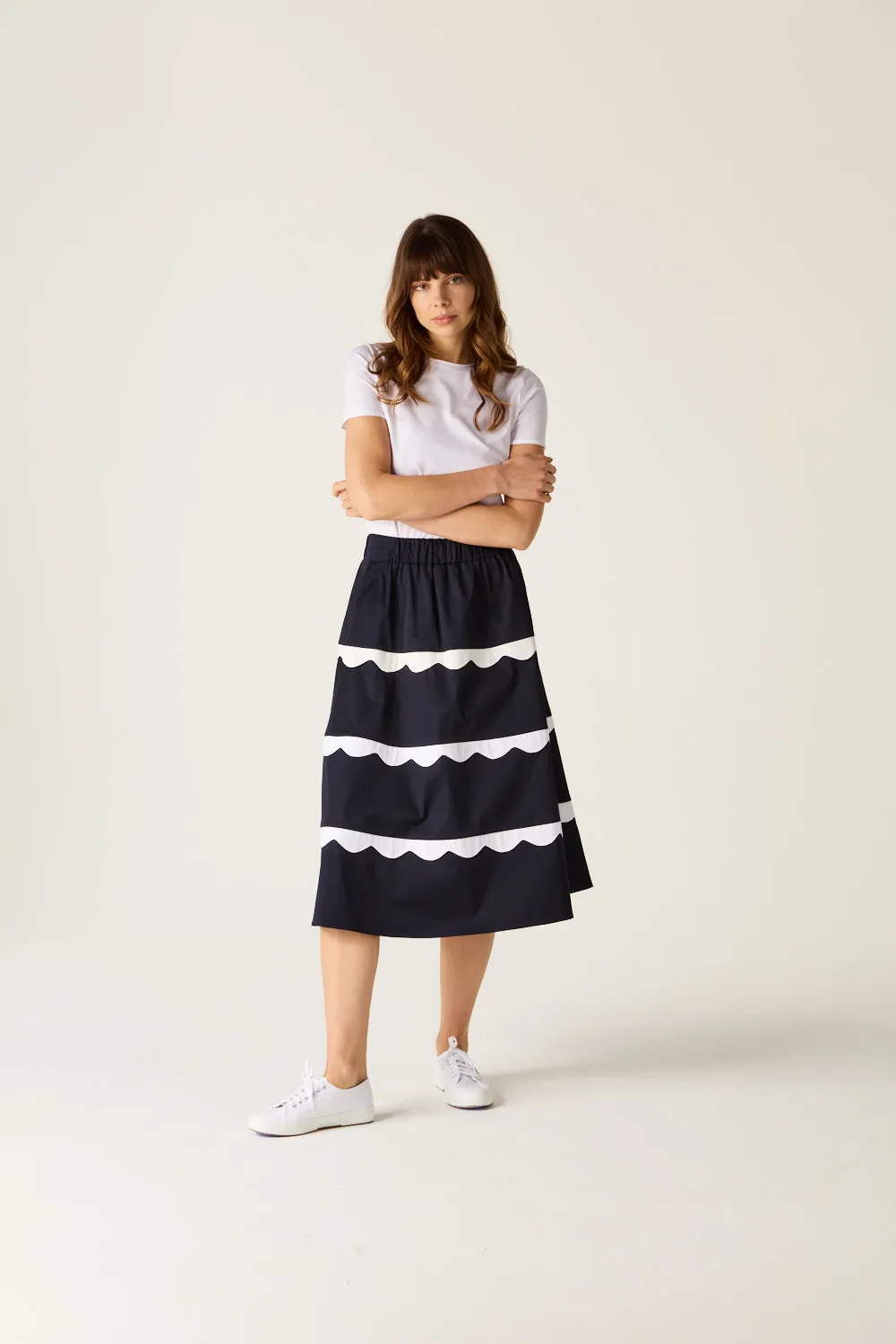 Francesca Scallop Skirt Navy