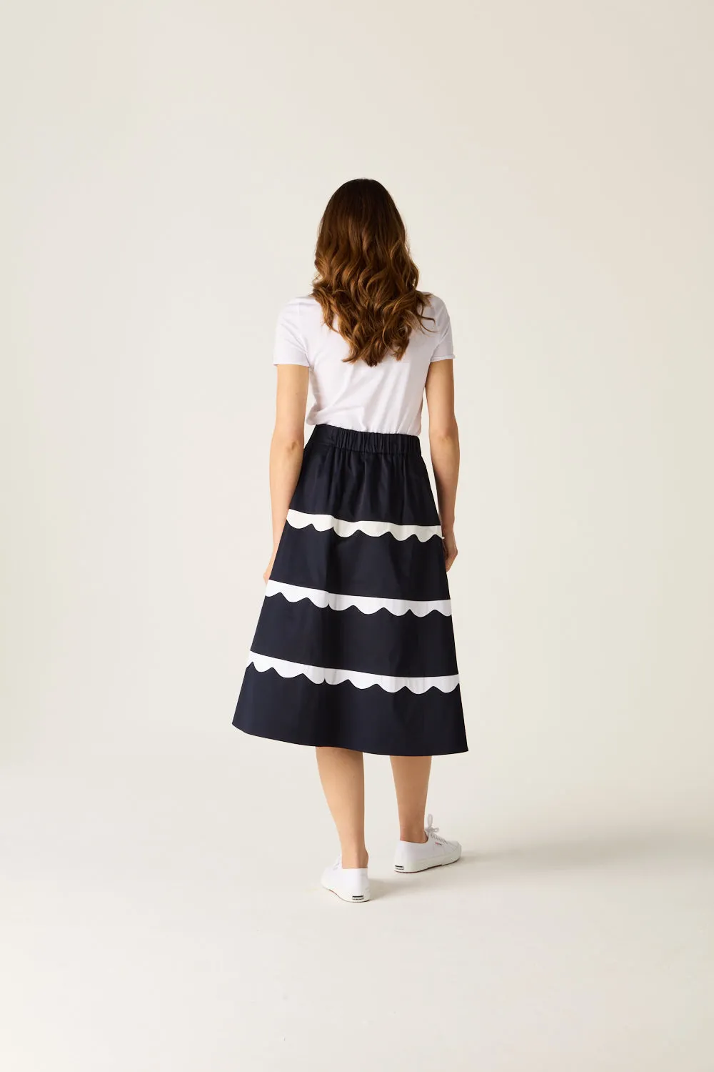 Francesca Scallop Skirt Navy