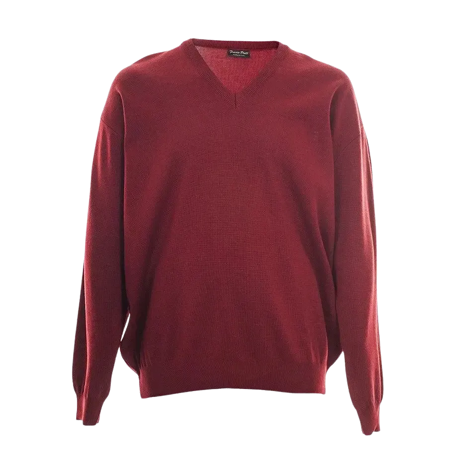 Franco Ponti V Neck Pullover in Red 2XL-6XL Extra Long