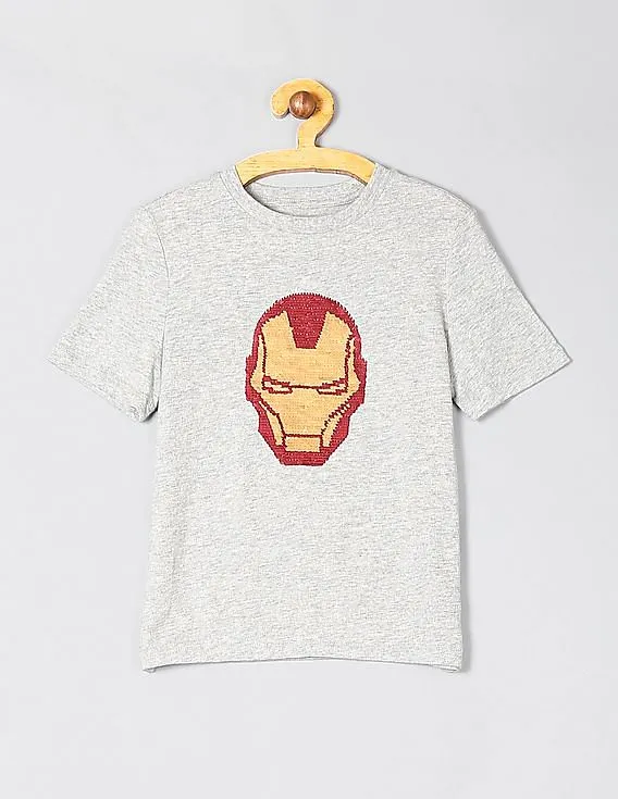 GAP Boys Grey Marvel© Flippy Sequin Short Sleeve T-Shirt