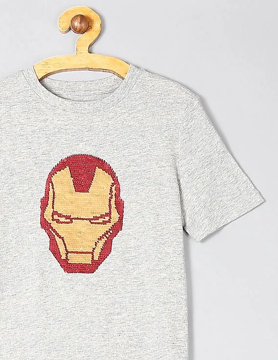 GAP Boys Grey Marvel© Flippy Sequin Short Sleeve T-Shirt