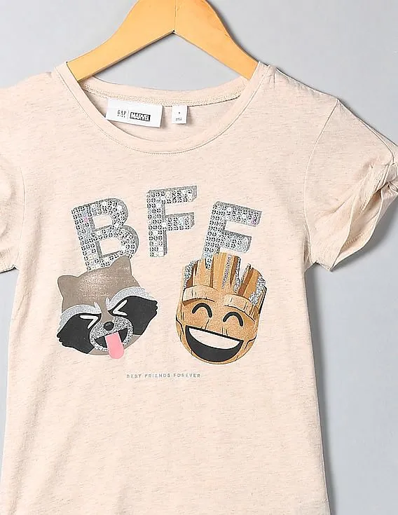 GAP Girls White GapKids & Marvel© Roll-Sleeve T-Shirt