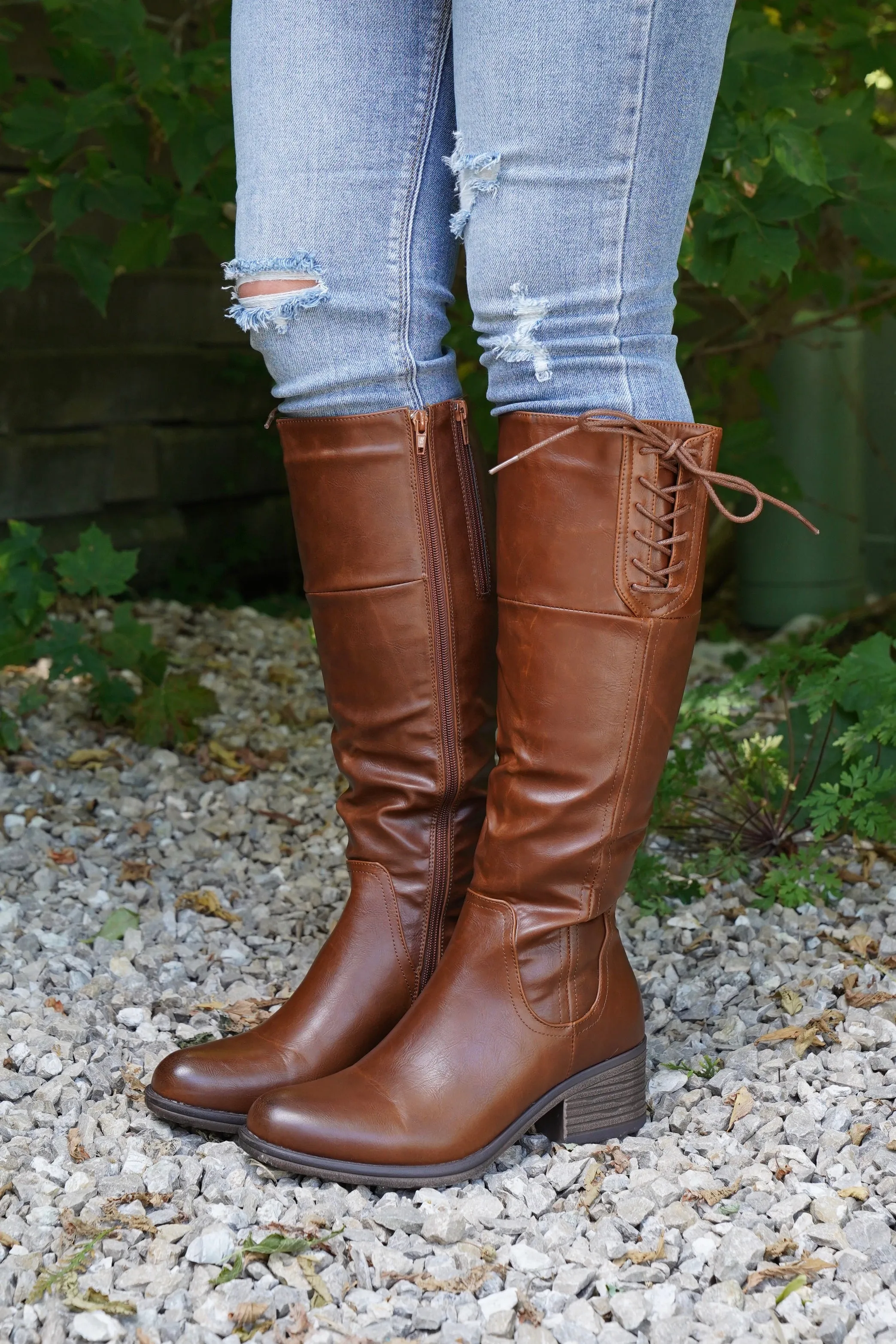 Gossip Side Tie Boot Cognac
