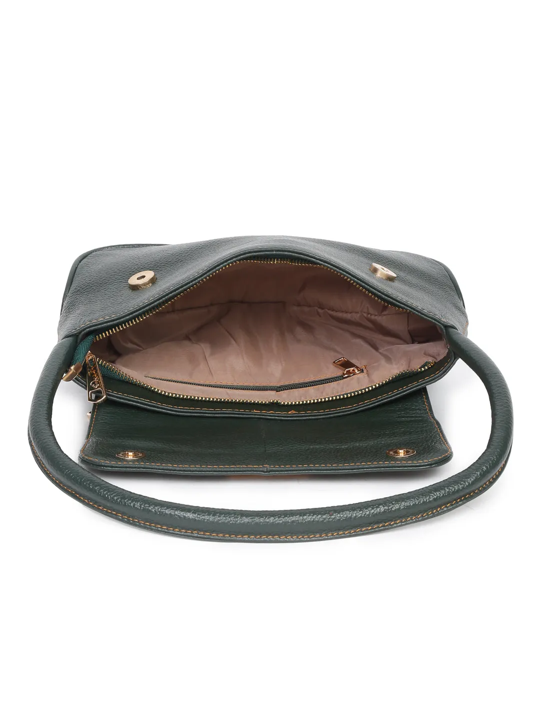 Green Leather Structured Shoulder Bag
