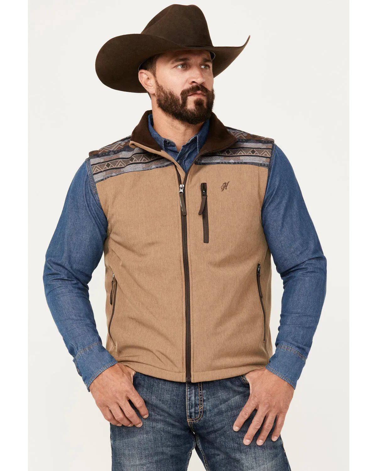 Hooey Men's Southwestern Print Softshell Vest