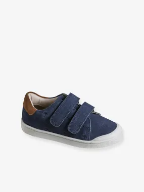 Hook-and-Loop Leather Trainers for Children, Designed for Autonomy - navy blue