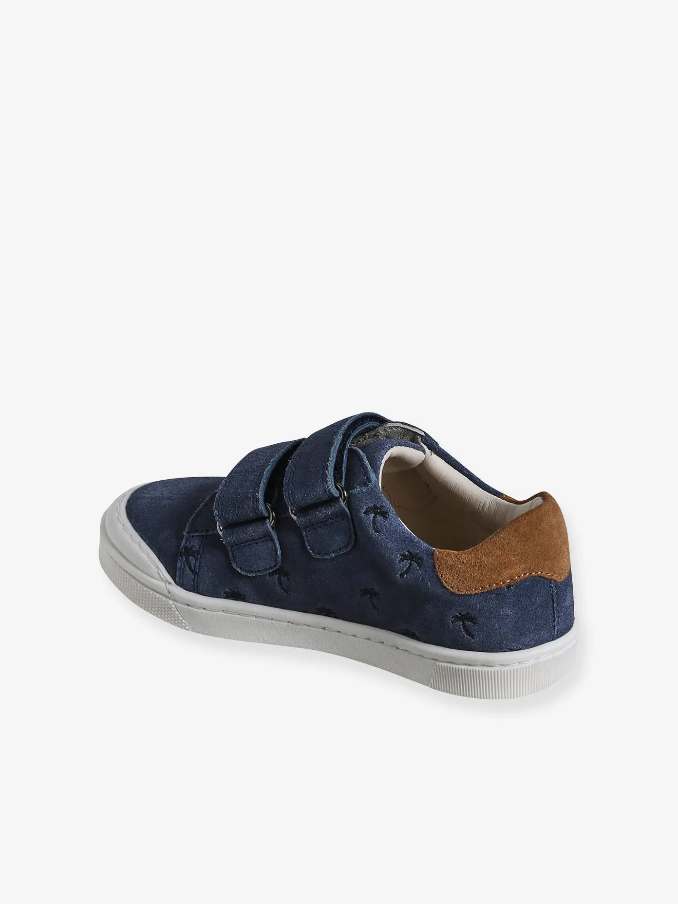 Hook-and-Loop Leather Trainers for Children, Designed for Autonomy - navy blue